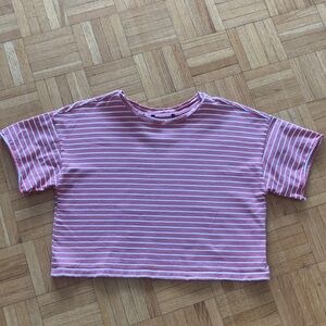 Zara Striped Pink and White Women's Top